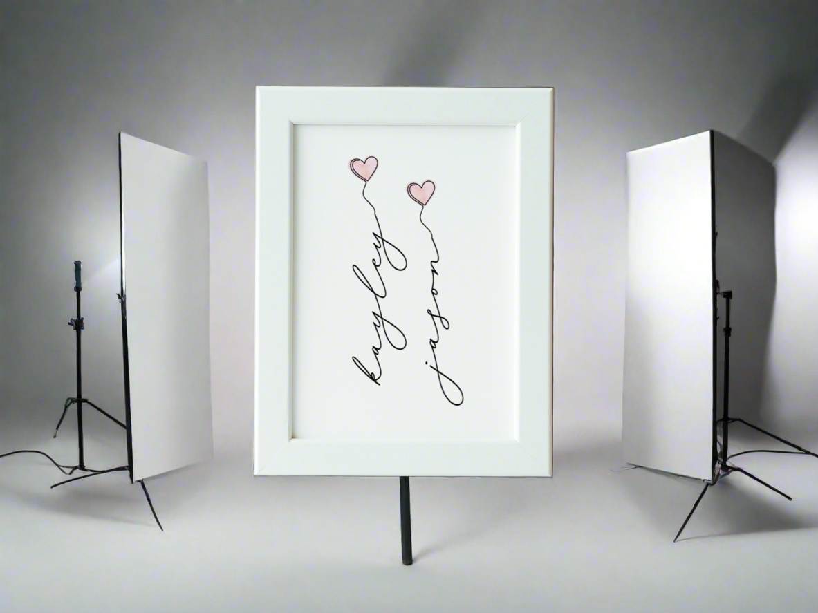 Personalised Names With Hearts Valentine's Day Home Wall Decor Print