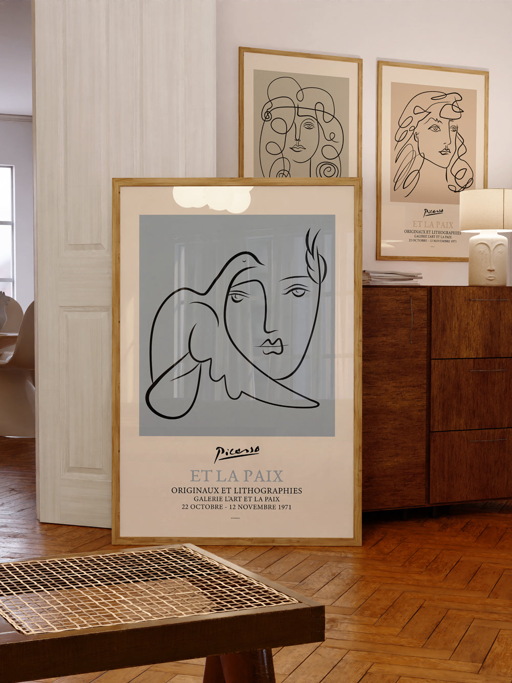 Picasso Man and Dove Poster Blue-2