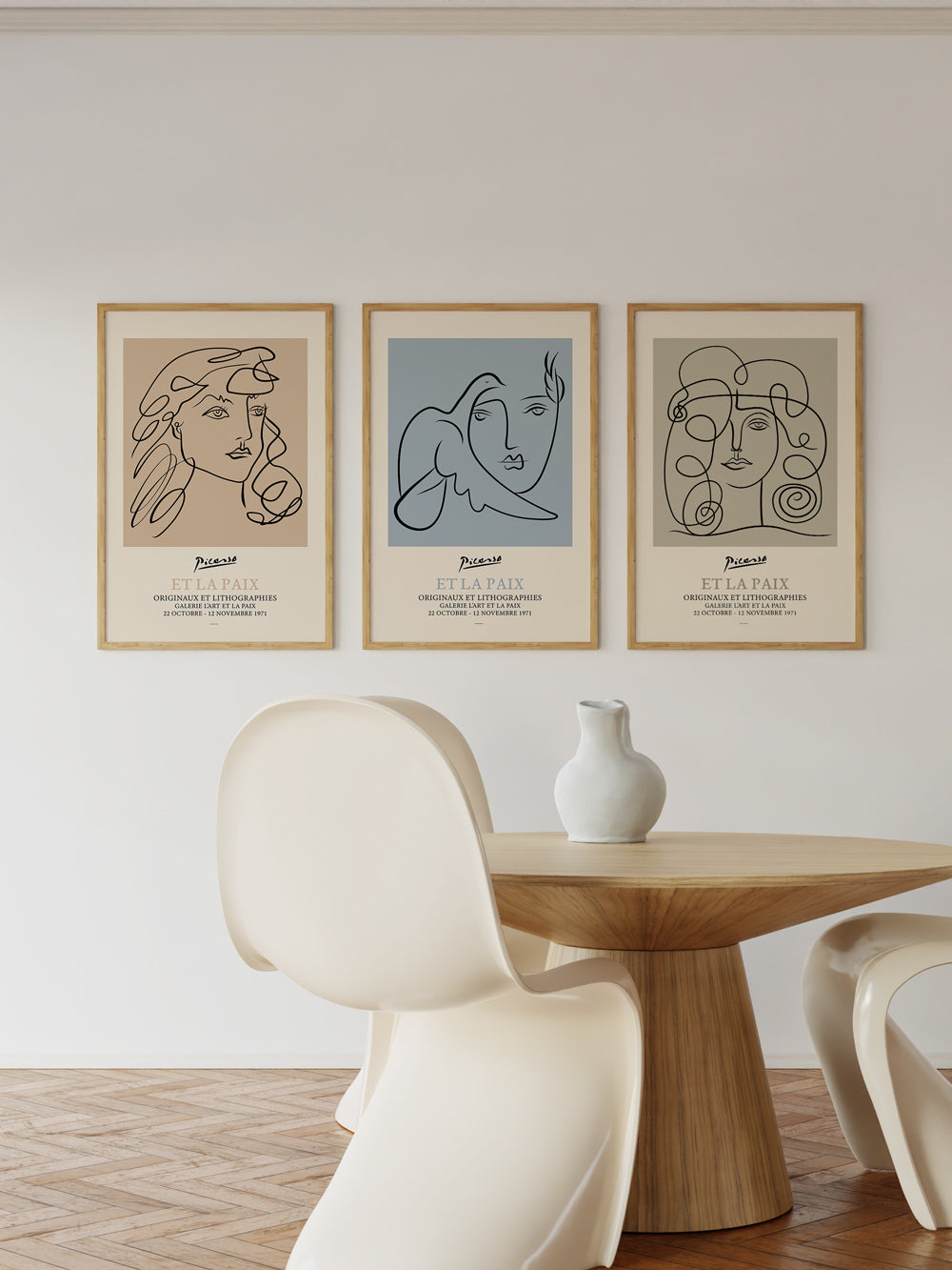 Picasso Man and Dove Poster Blue-3