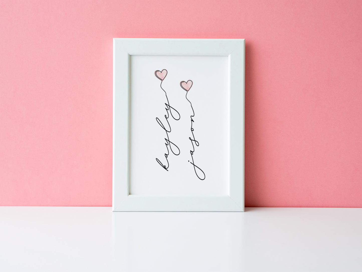 Personalised Names With Hearts Valentine's Day Home Wall Decor Print-0