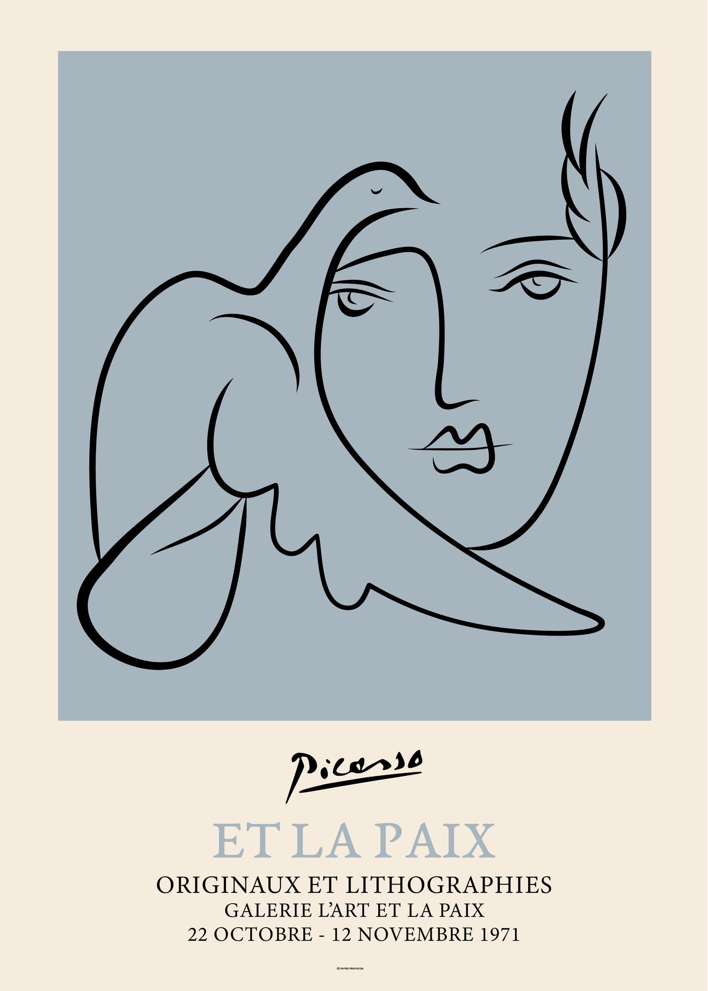 Picasso Man and Dove Poster Blue-4
