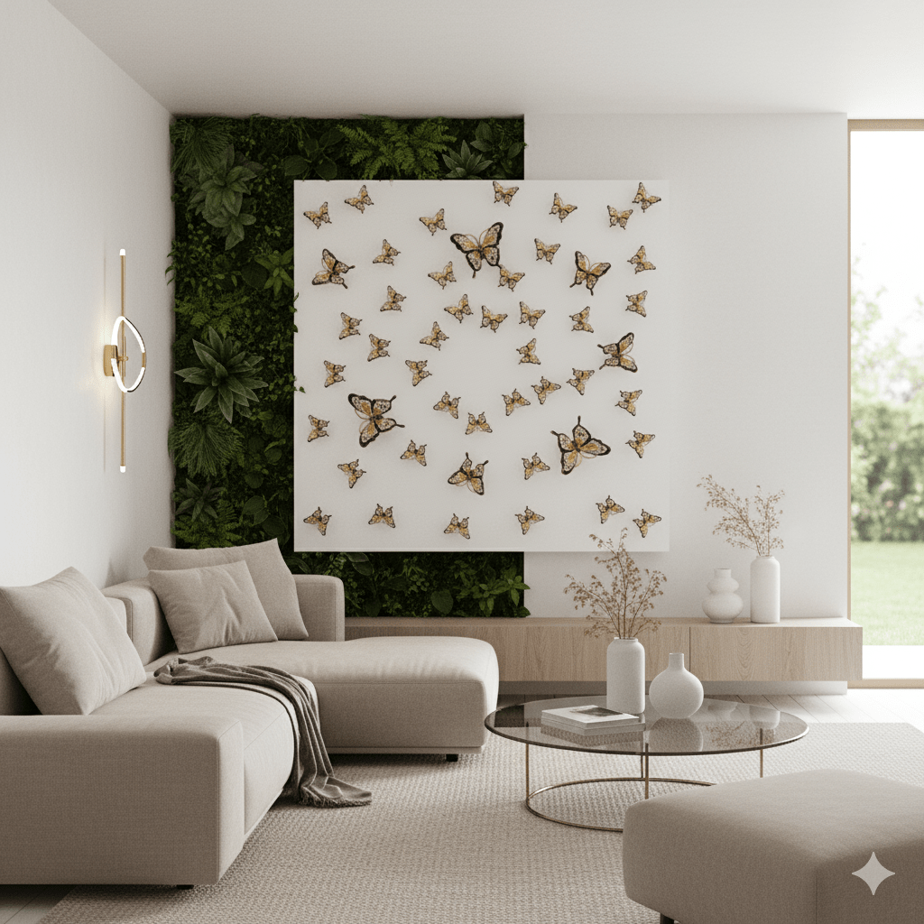 White butterfly wall art showcasing intricate delicate design and fine craftsmanship perfect for sophisticated interiors