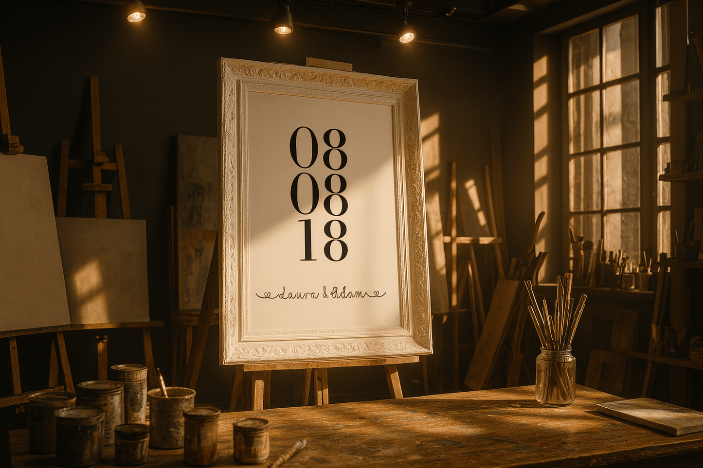 Custom Valentine's Day anniversary art with personalised details perfect for creating romantic atmosphere in any space