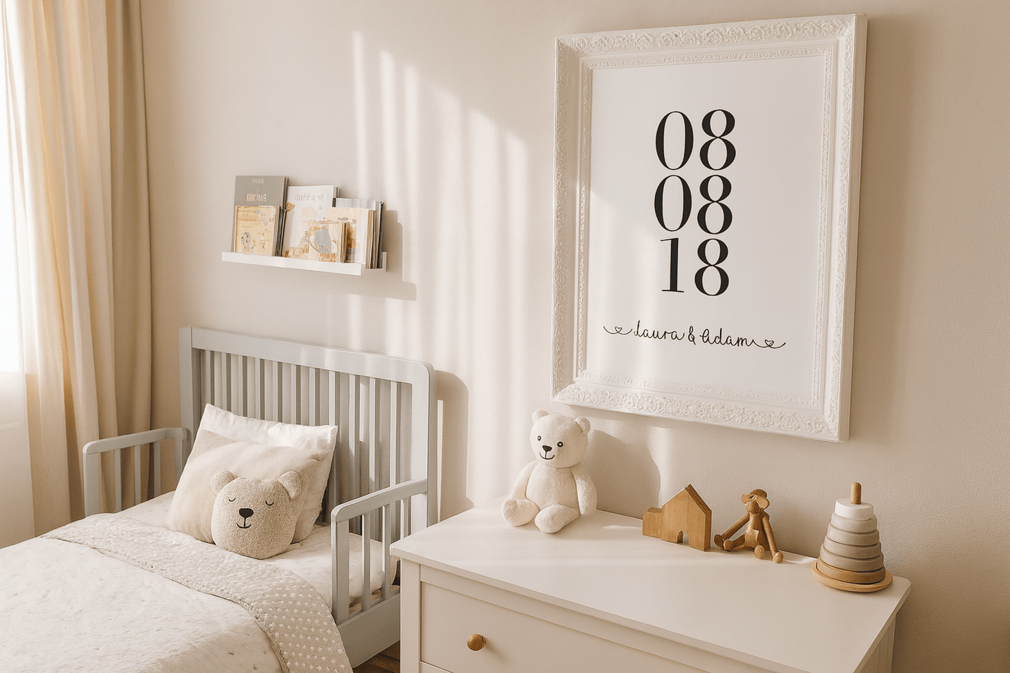 Romantic anniversary wall decor featuring personalised date and names perfect for celebrating love milestones