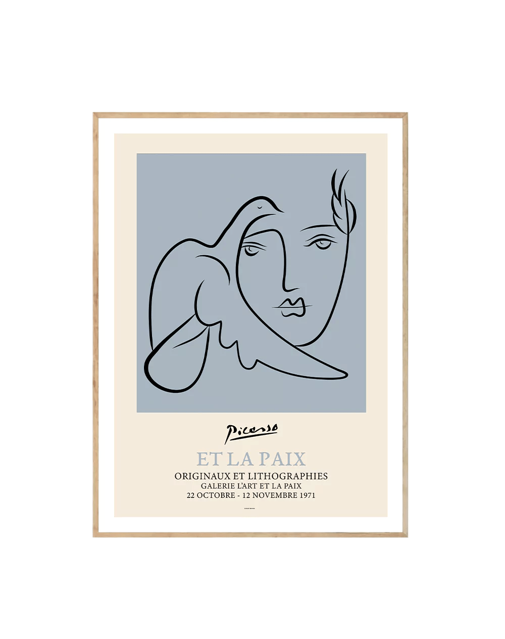 Picasso Man and Dove contemporary wall art in blue color scheme