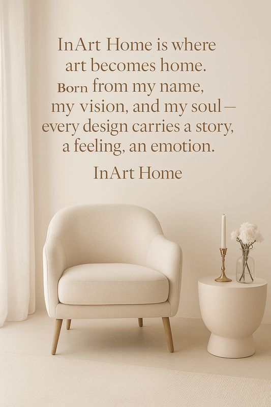 The InArt Home brand story showcasing the journey of creating elegant home decor and luxury interior design solutions