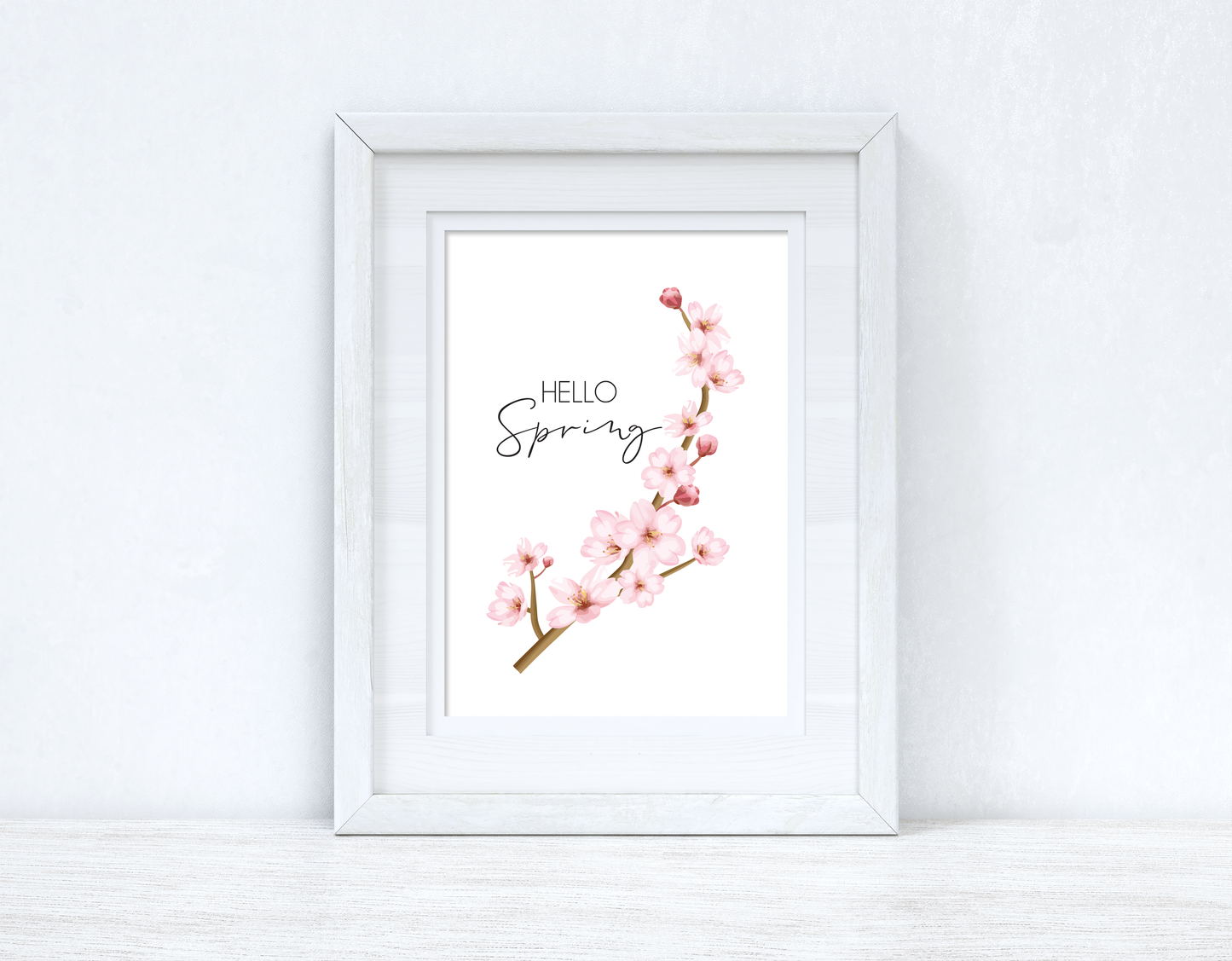 Hello Spring Cherry Blossom Spring Seasonal Wall Home Decor Print-1