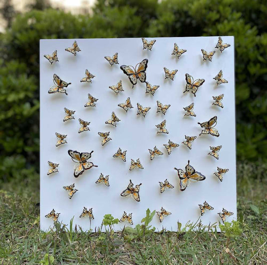 Butterflies in Perfect Harmony Wall Art White-2