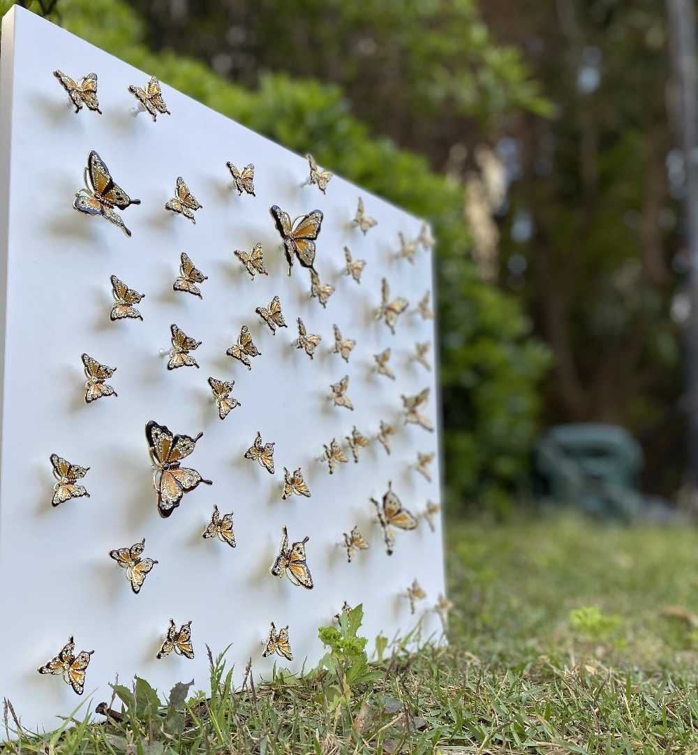 Butterflies in Perfect Harmony Wall Art White-3