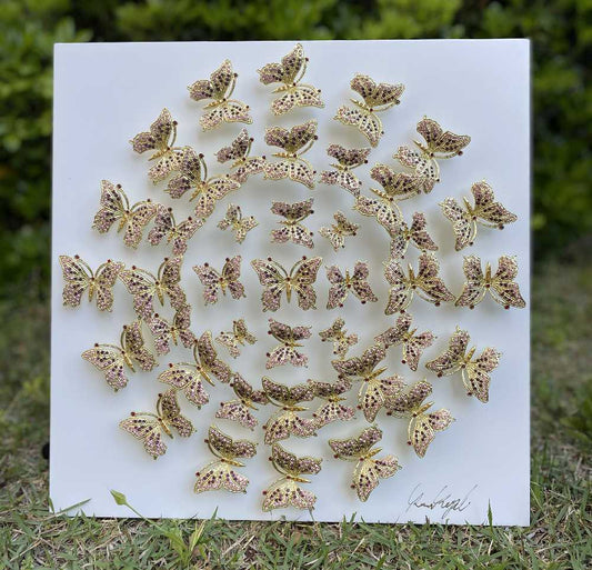 Circle of Butterflies Wall Art White-0