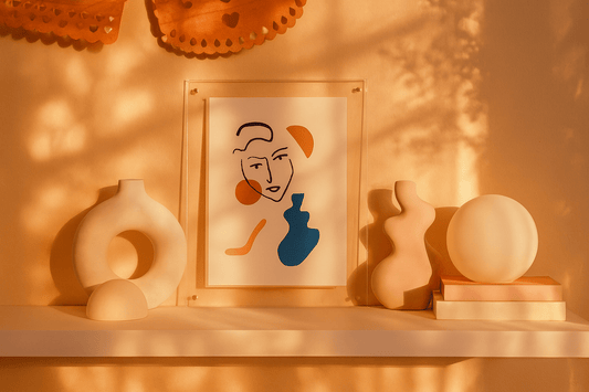 Contemporary abstract art print showcasing whimsical organic shapes and doodle patterns for modern wall decoration