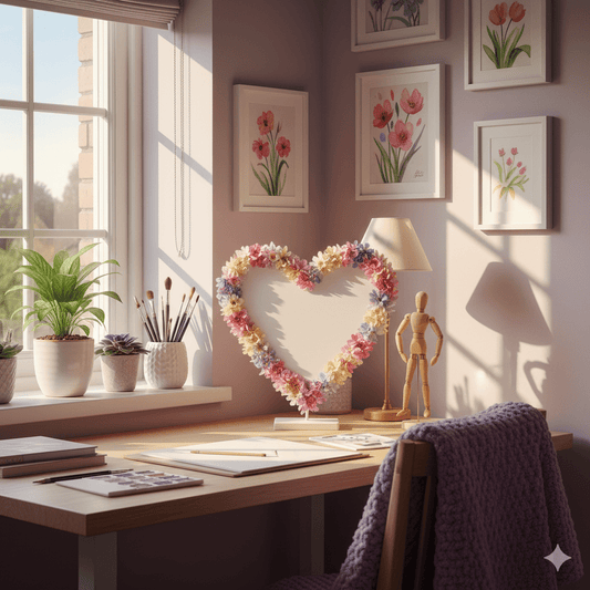 Handcrafted butterfly heart stand with crystal embellishments - unique piec