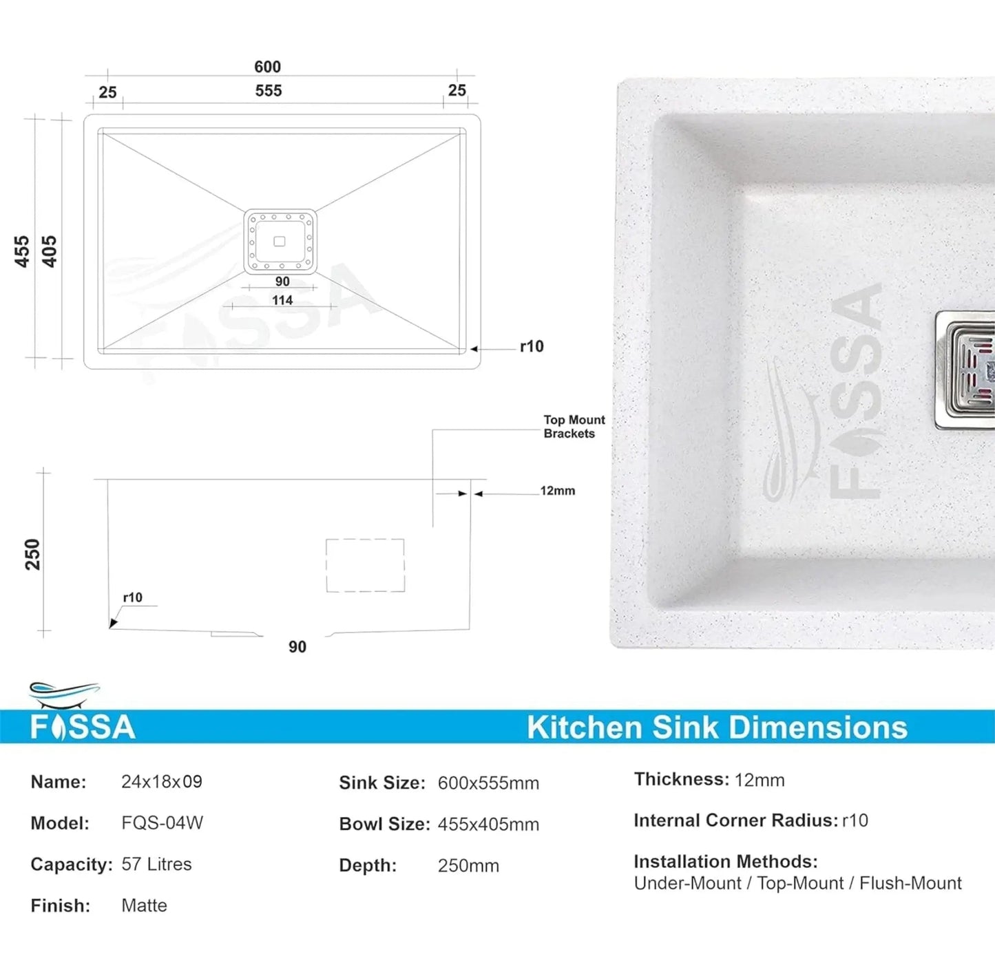 Fossa quartz kitchen sink product information