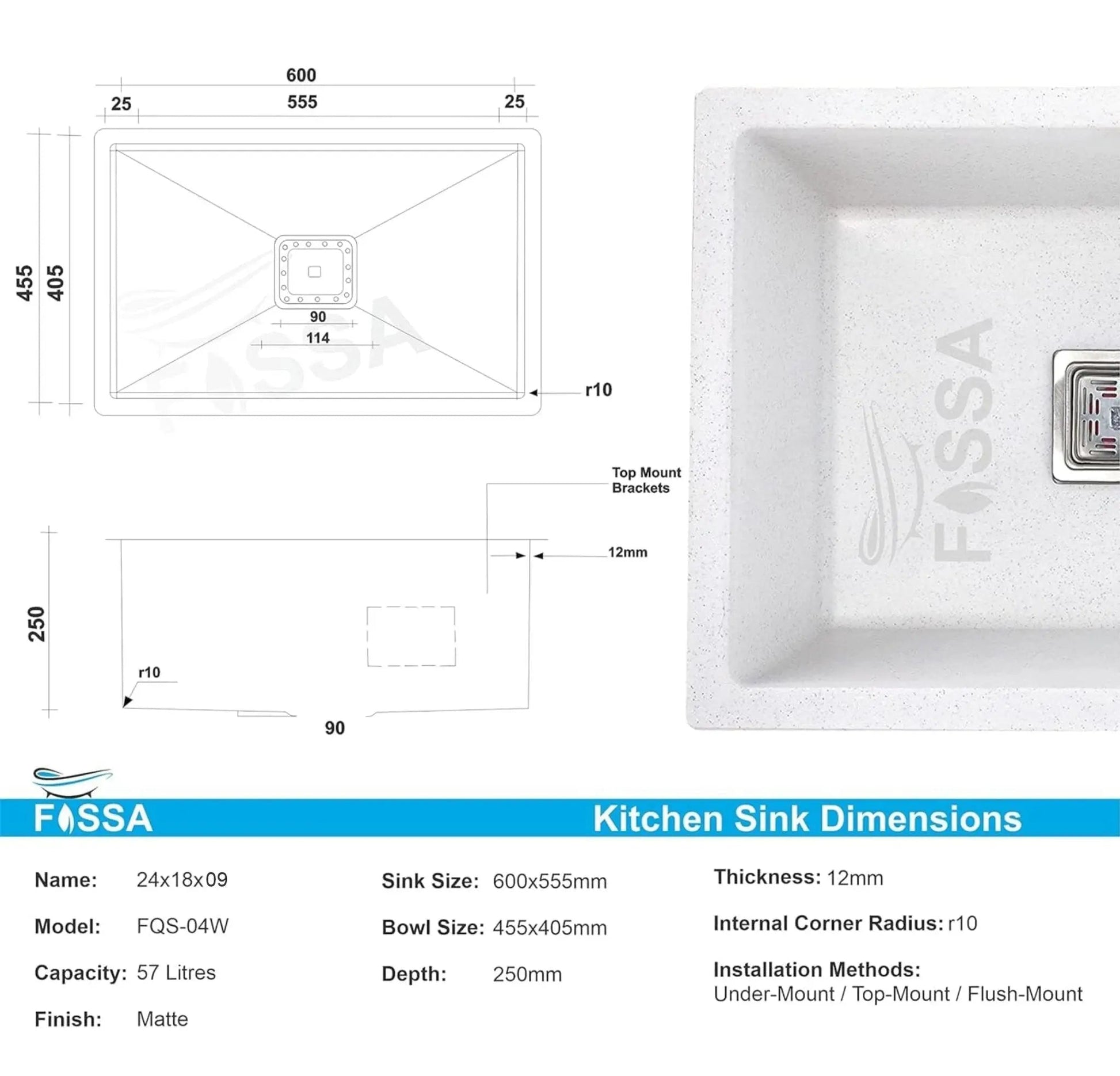 Fossa quartz kitchen sink product information