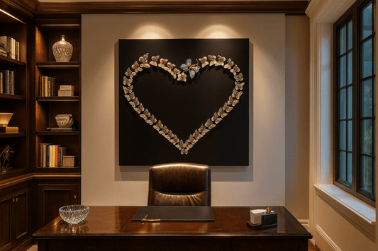 Elegant black heart wall art print symbolizing love and life perfect for romantic home decor