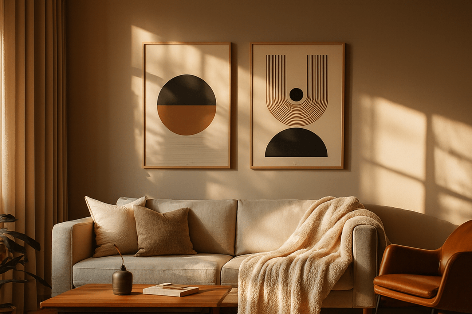 Contemporary geometric art print in authentic mid-century modern style perfect for vintage-inspired wall decor