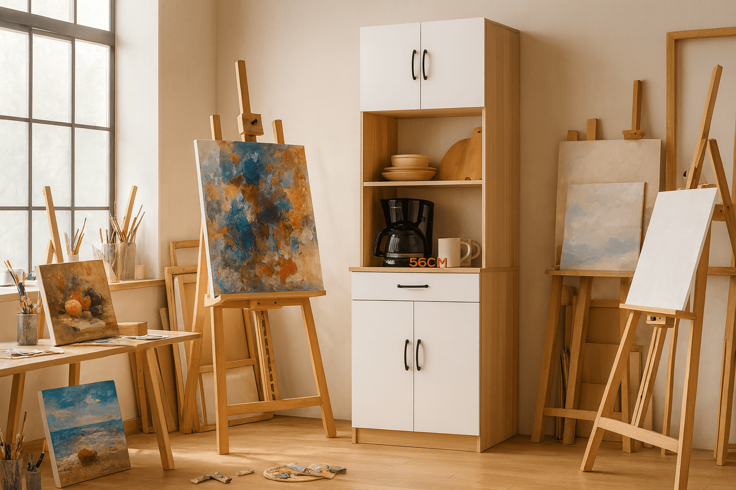 White minimalist high storage cabinet 60x40x190cm featuring contemporary design perfect for modern home organization