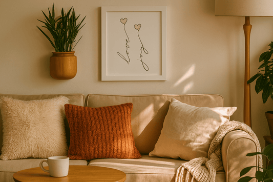 Personalised names with hearts Valentine's Day wall decor print featuring custom romantic design for couples