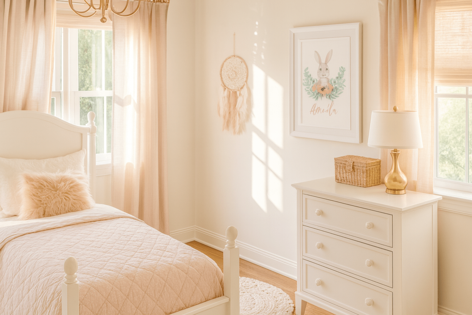 Easter bunny wall decor showcasing personalised pink floral design perfect for children's bedroom and playroom styling