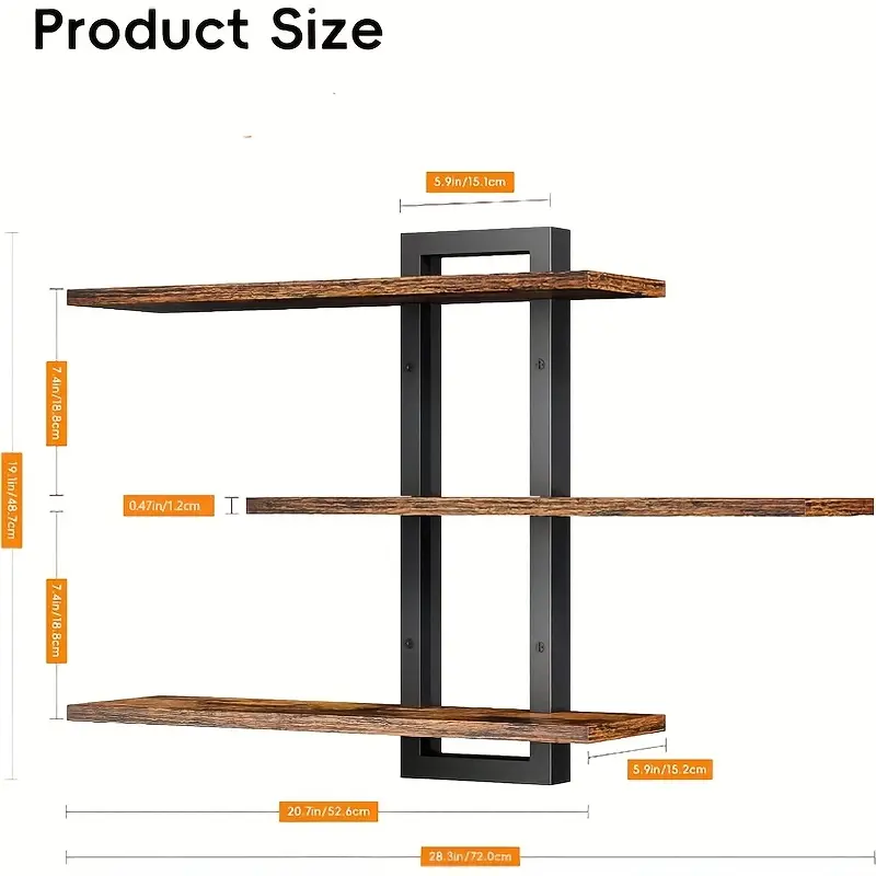 3-Tier Wall Shelves with Foldable Brackets-2