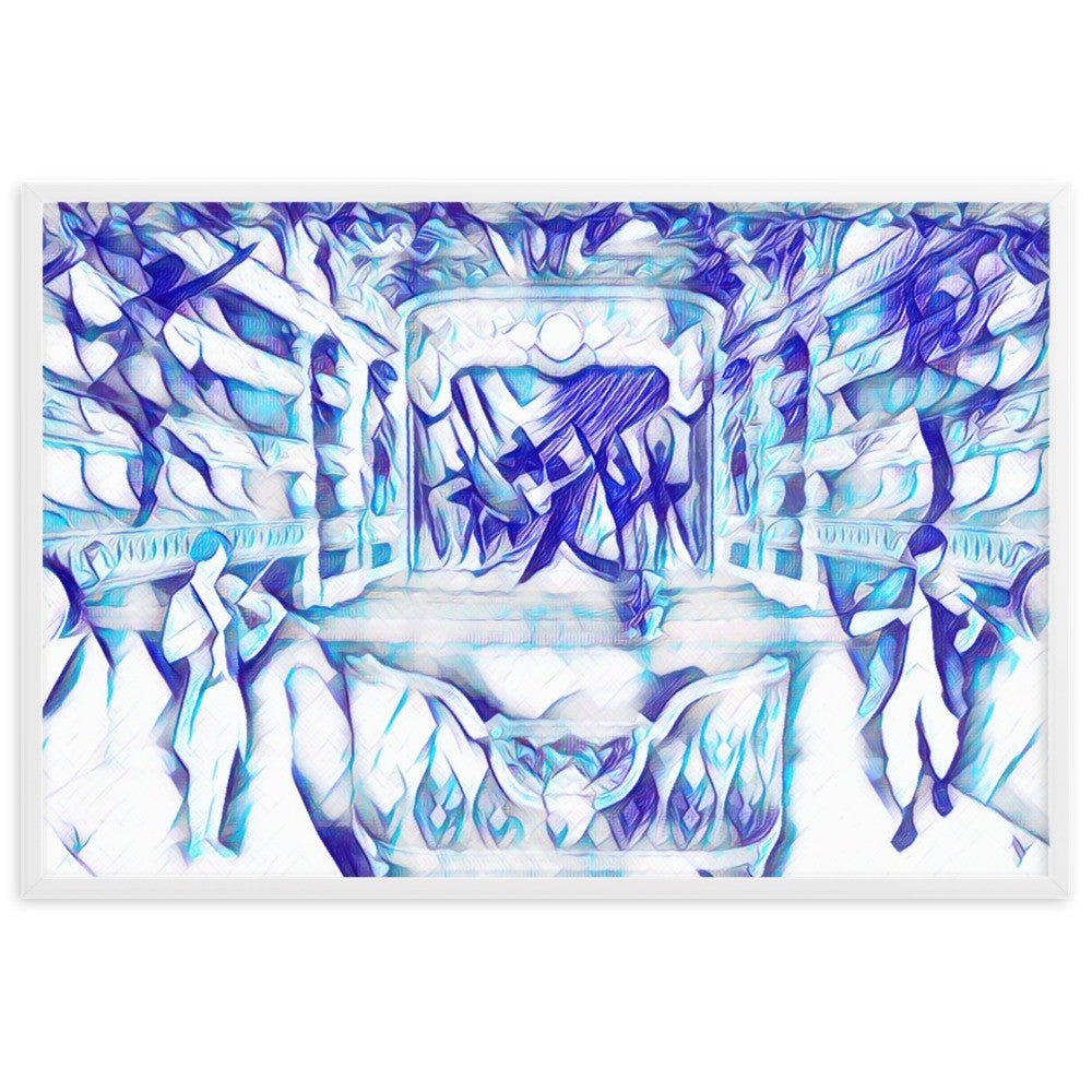 When Your Senses Dance With My Moments JL.AK poetry poster with blue artistic abstract design