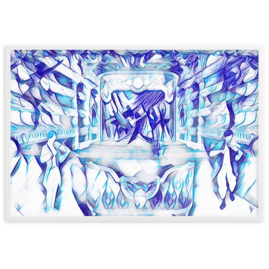 When Your Senses Dance With My Moments JL.AK poetry poster with blue artistic abstract design