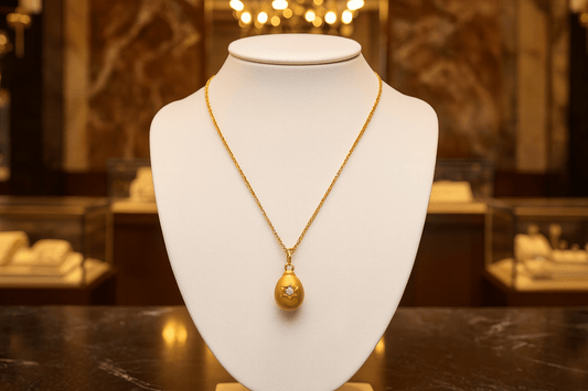 Yellow gold Star of David pendant necklace featuring elegant egg-shaped design perfect for religious jewelry collection