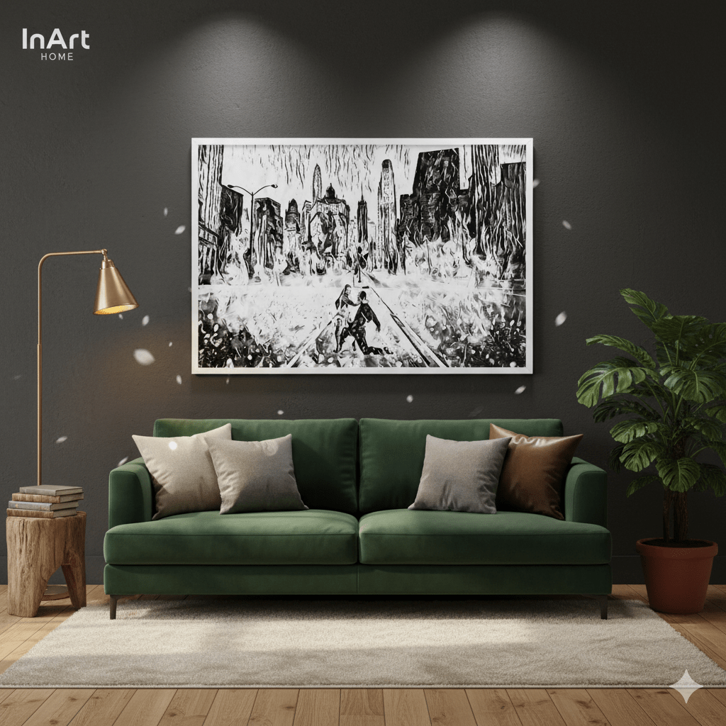 Winter romance wall art showing seasonal love theme